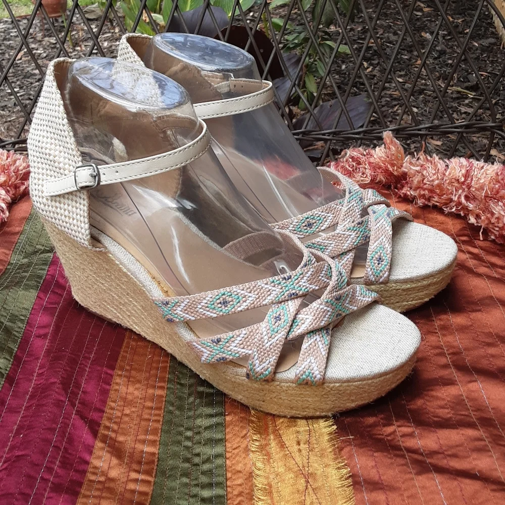 Lucky Brand Mahima Espadrille Wedge Sandal Size 10M.